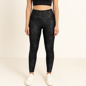 Athleta Elation High Rise Black‎ Cropped Leggings Women’s Size Small Lace